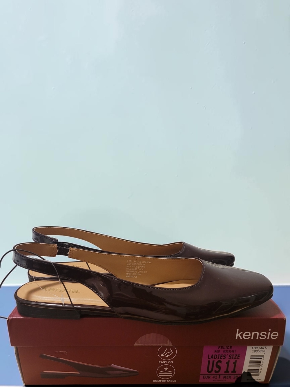 Kensie Women’s Dark Brown Patent Slingback Flats
